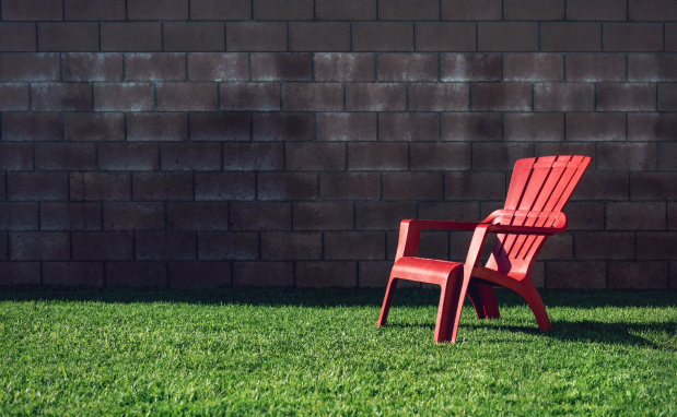 A chair in the backyard