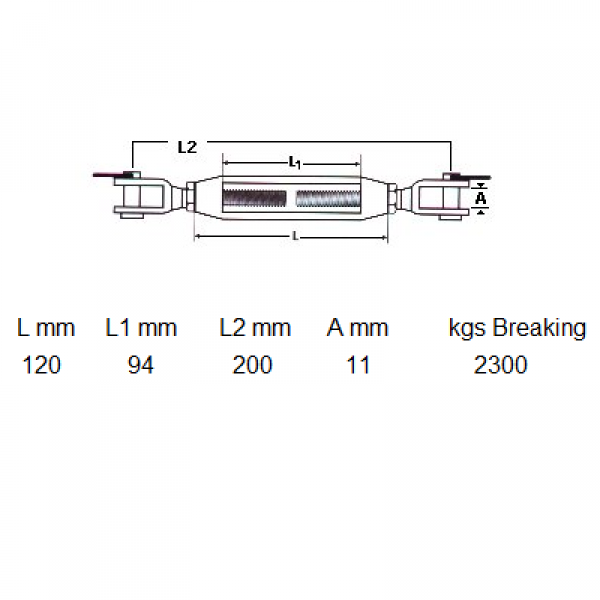 M8 Jaw/Jaw Turnbuckle